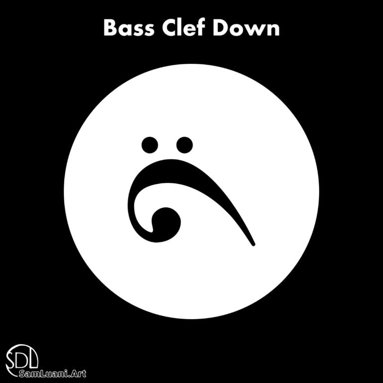 Bass clef symbol on black background