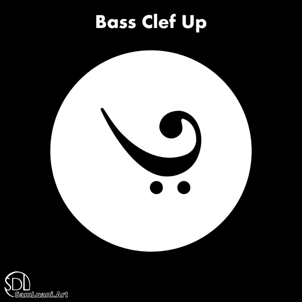 Stylized bass clef symbol on black