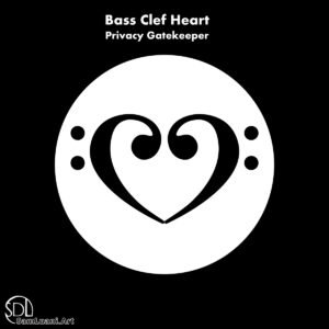 Bass clef heart symbol on black