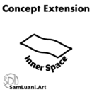 Text with abstract wave design